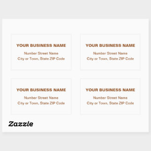 Brown Plain Texts Business Address on White Rectangular Sticker
