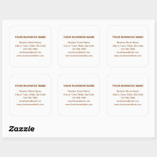 Brown Plain Texts Business Brand on White Square Sticker