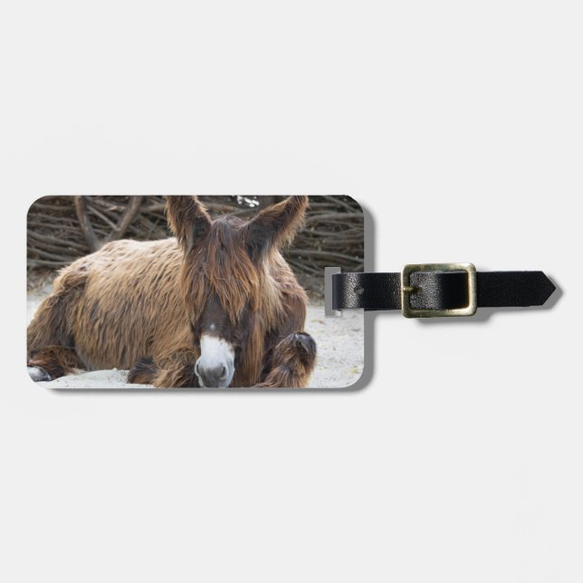 Brown Poitou Donkey Luggage Tag (Front Horizontal)