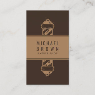 Brown pole logo hair salon branding design Barber Business Card