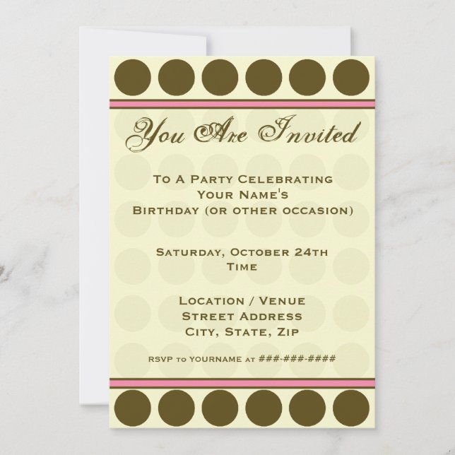 Brown Polka Dot Fashion Invitation (Front)