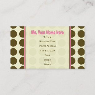 Brown Polka Dot / Pink Fashion Business Card