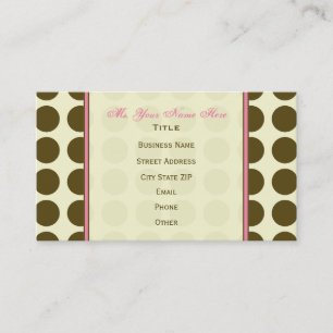 Brown Polka Dot / Pink Monogram Business Card