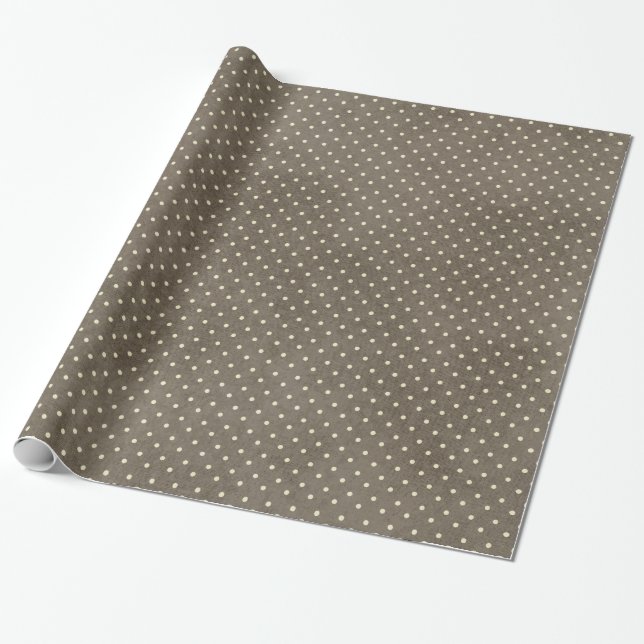 Brown Polka Dot Polkadot Poke Poka Wrapping Paper (Unrolled)
