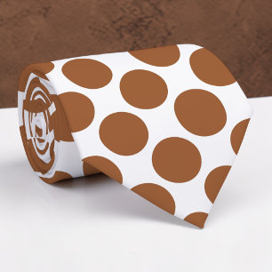 Brown Polka Dots on White Custom Necktie