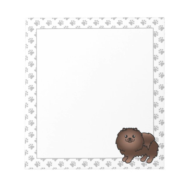 Brown Pomeranian Cute Cartoon Dog Notepad (Front)