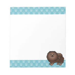 Brown Pomeranian Dog Cartoon Illustration Notepad