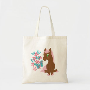 Brown Pony with Flowers and Butterflies Bag