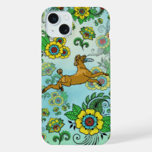 Brown Poodle with Frisbee on Paisley Background