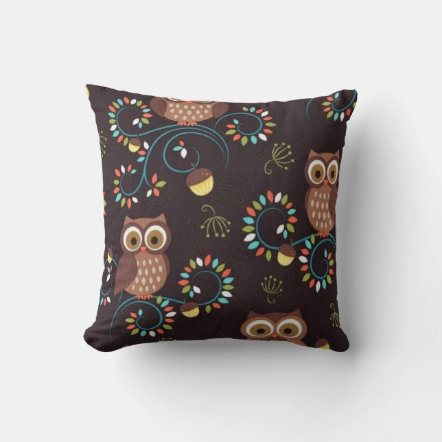 Brown primitive owl cushion (Front)