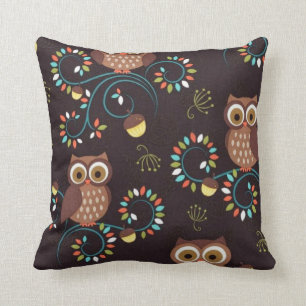 Brown primitive owl cushion