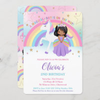 Brown Princess Unicorn Birthday Party Rainbow  