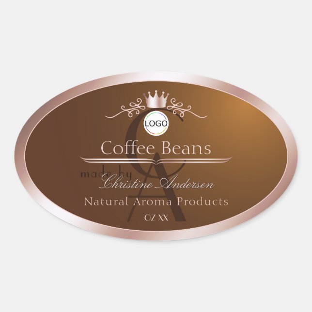 Brown Product Label Rosegold Frame Logo Monogram (Front)