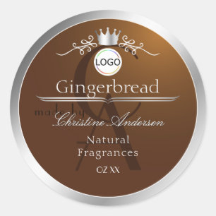 Brown Product Label Silver Frame Logo and Monogram