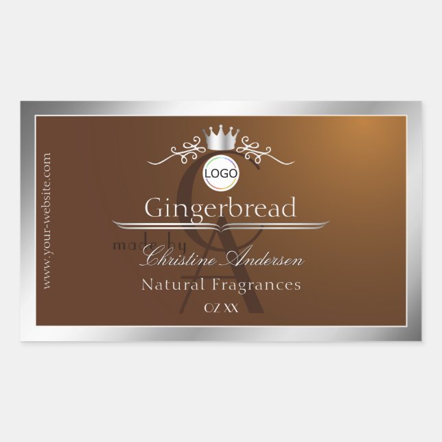 Brown Product Label Silver Frame Logo and Monogram (Front)