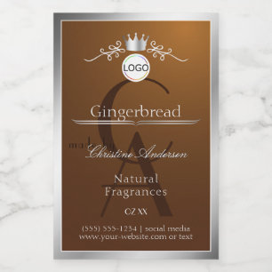 Brown Product Label Silver Frame Logo and Monogram