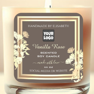 Brown Product Packaging Labels Gold Frame and Logo