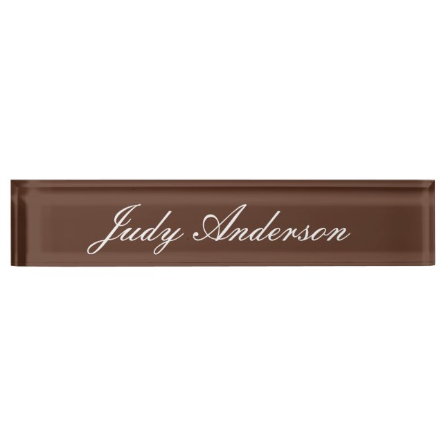 Brown Professional Plain Modern Elegant Nameplate (Front)
