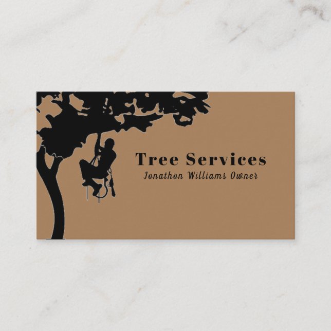 Brown Professional Tree Trimming Service  Business Card (Front)