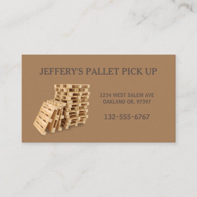 Brown Professional Wood Pallet Crate Business Card (Front)