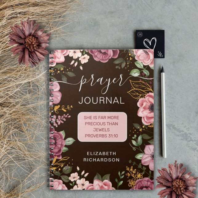 Brown Proverbs 31 flower prayer journal notebook (Creator Uploaded)