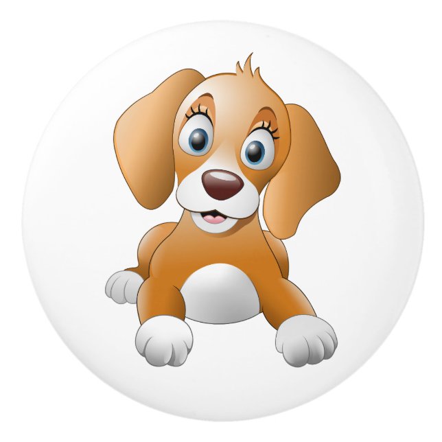 Brown Puppy Ceramic Knob (Front)