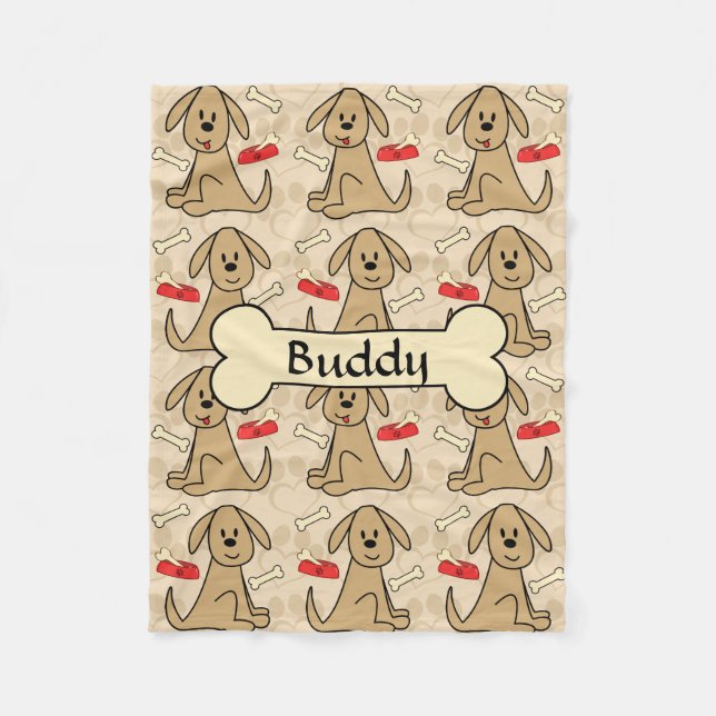 Brown Puppy Dog Design Personalise Fleece Blanket (Front)