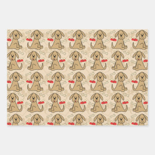 Brown Puppy Dog Design Wrapping Paper Sheet