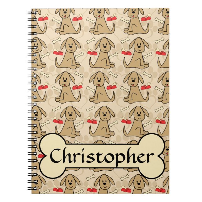 Brown Puppy Dog Graphic Design Personalise Notebook (Front)
