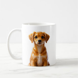 Brown Puppy Portrait Illustration Coffee Mug