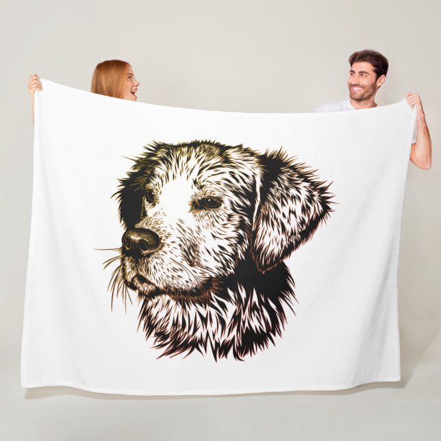 Brown Puppy Sketch  Fleece Blanket (In Situ)