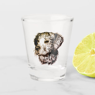 Brown Puppy Sketch  Shot Glass