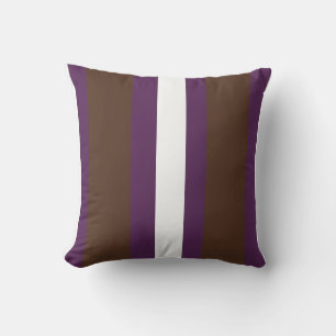 Brown, purple and white stripes cushion