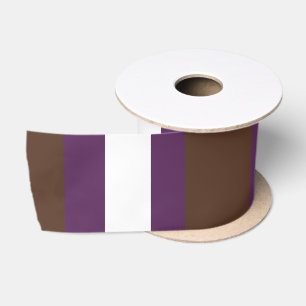 Brown, purple and white stripes satin ribbon