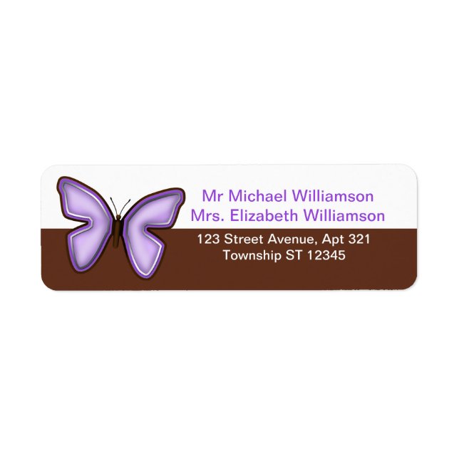 Brown & Purple Butterfly Address Labels (Front)