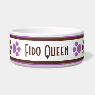 Brown & Purple Paw Prints Personalised Dog Bowl