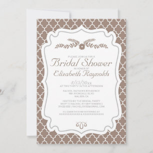 Brown Quatrefoil Bridal Shower Invitations