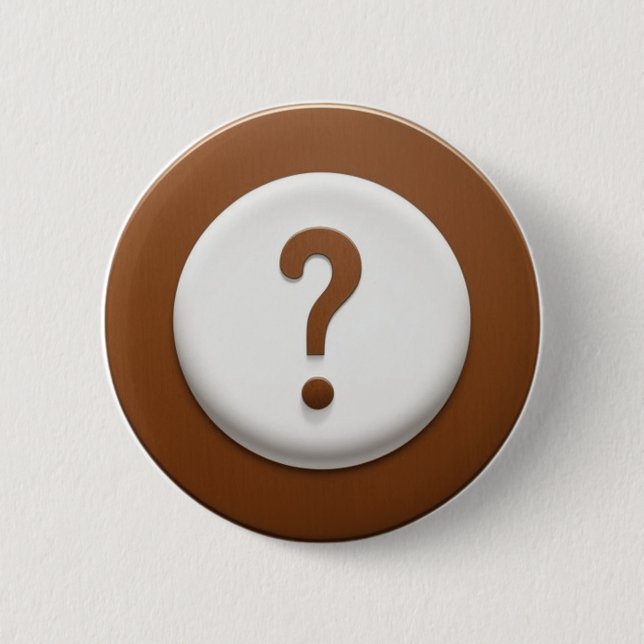 Brown Question Mark with Circle Background 6 Cm Round Badge (Front)