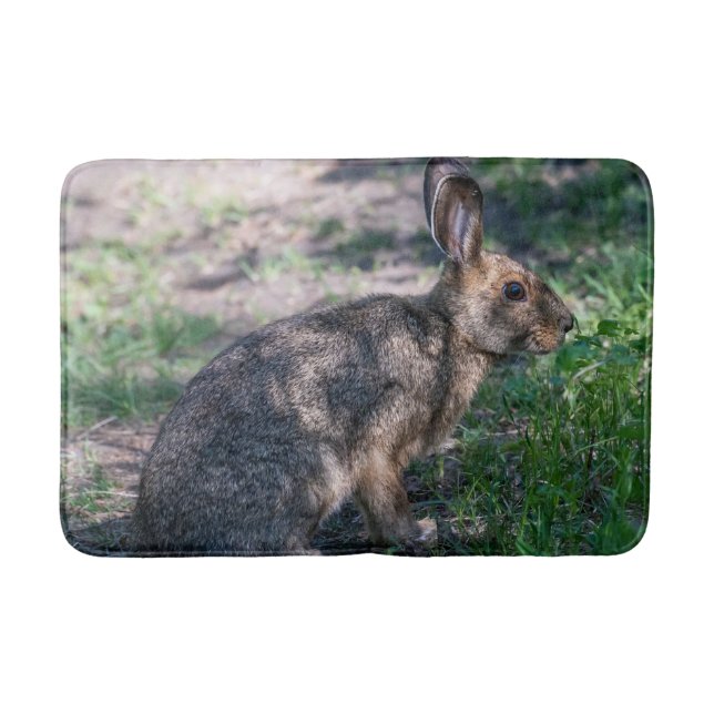Brown Rabbit, Resting in Nature, Photography Bath Mat (Front)