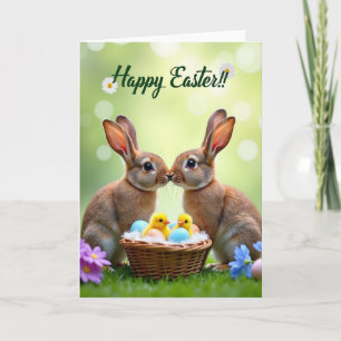 Brown Rabbits Easter Scene Card
