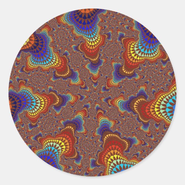 Brown Rainbow Starburst Classic Round Sticker (Front)