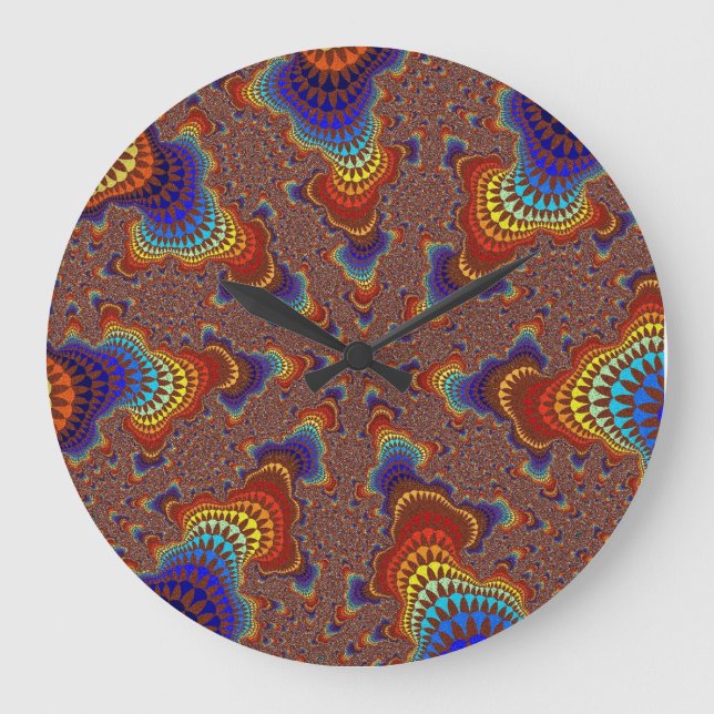 Brown Rainbow Starburst Large Clock (Front)