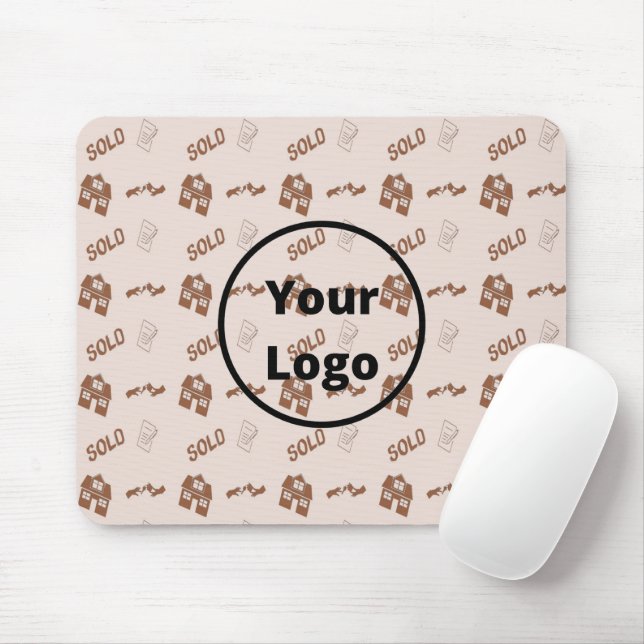 Brown real estate business pattern mouse pad (With Mouse)