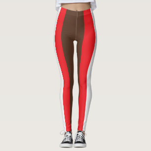 Brown, red and white stripes leggings