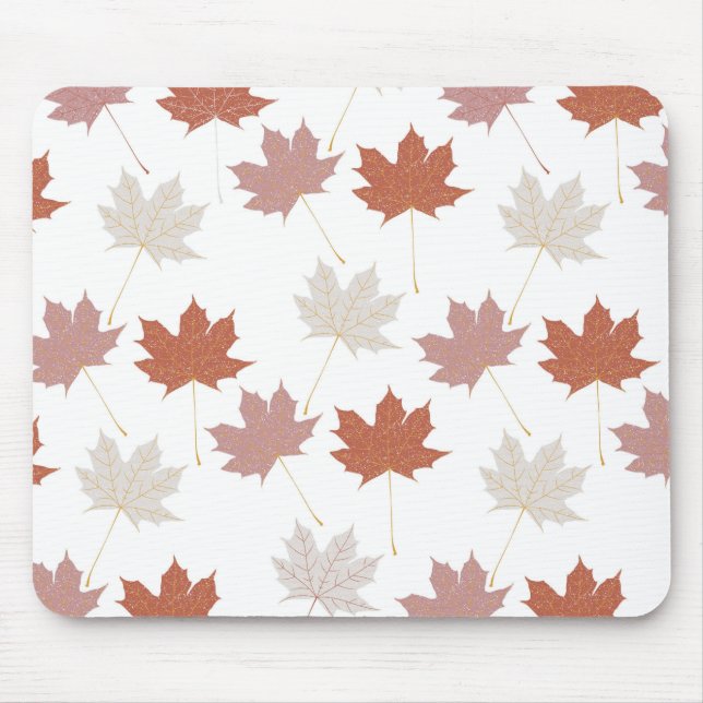 Brown Red Autumn Floral Leaves Y2K Pattern Mouse Pad (Front)