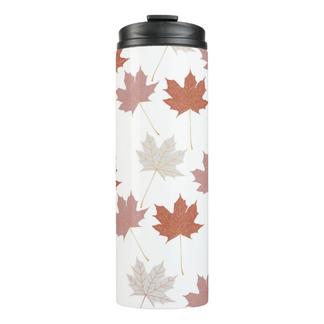 Brown Red Autumn Floral Leaves Y2K Pattern Thermal Tumbler (Front)