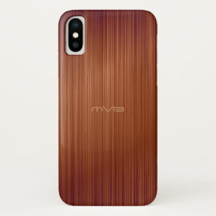 Brown Red Carbon Fibre Look Monogram iPhone X Case