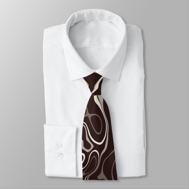 Brown red damascus abstract swirls cool pattern tie (Tied)