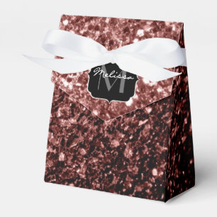 Brown Red faux Glitter sparkles Monogram Favour Box