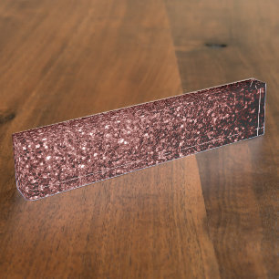 Brown Red faux Glitter sparkles Nameplate
